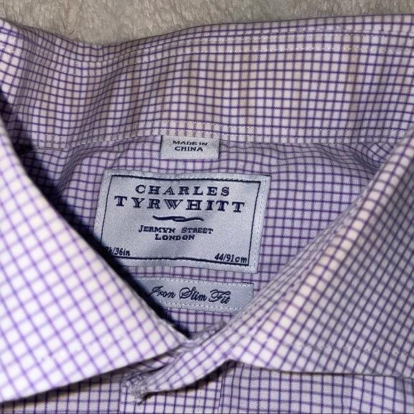 Charles Tyrwhitt Non Iron Slim Fit Shirt 17.5 36 - Picture 2 of 3